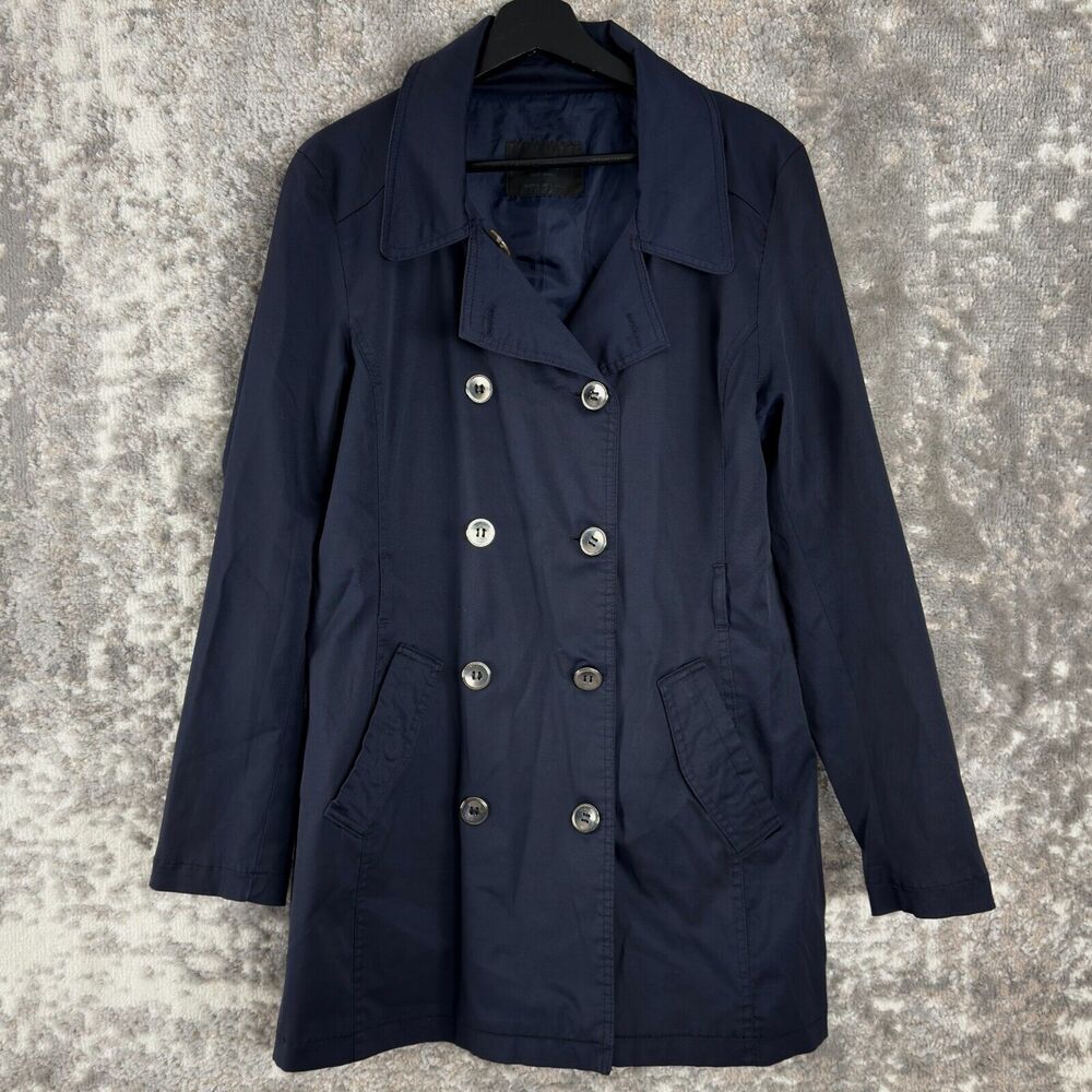 Batik Womens Size M Outdoor Button Coat Navy Pocket Collar Long Sleeve Jacket